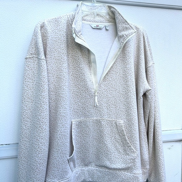 Vineyard vines leopard printed pullover half zip sweatshirt WOMENS XL dreamcloth - Picture 10 of 13